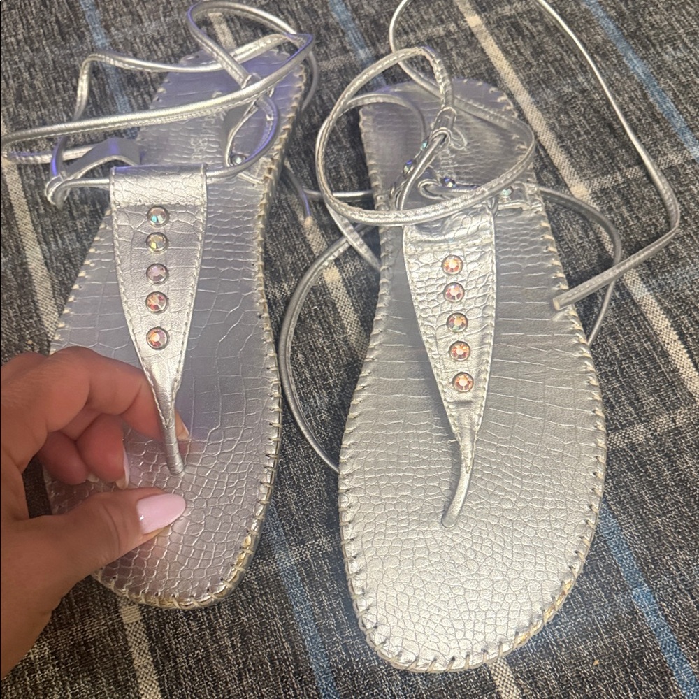 Brand new Chic Silver Embellished Sandals